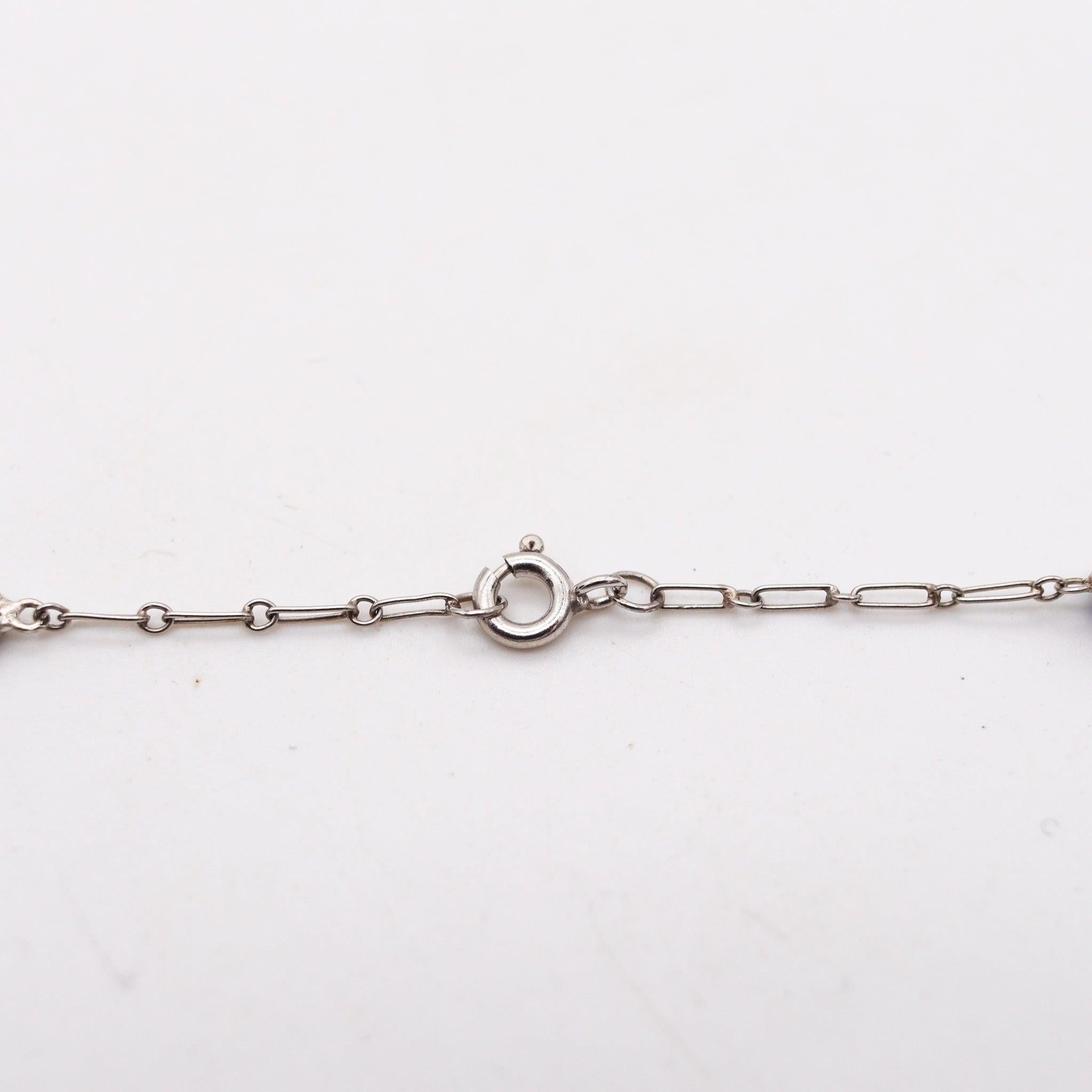 Women's ART DECO 1930 Stations Sautoir Necklace In Platinum With 6.05 Ctw In Sapphires