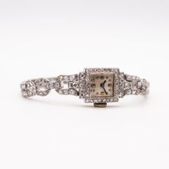Art Deco 1930 Wrist Watch in .900 Platinum with 4.98 Ctw in Round Diamonds