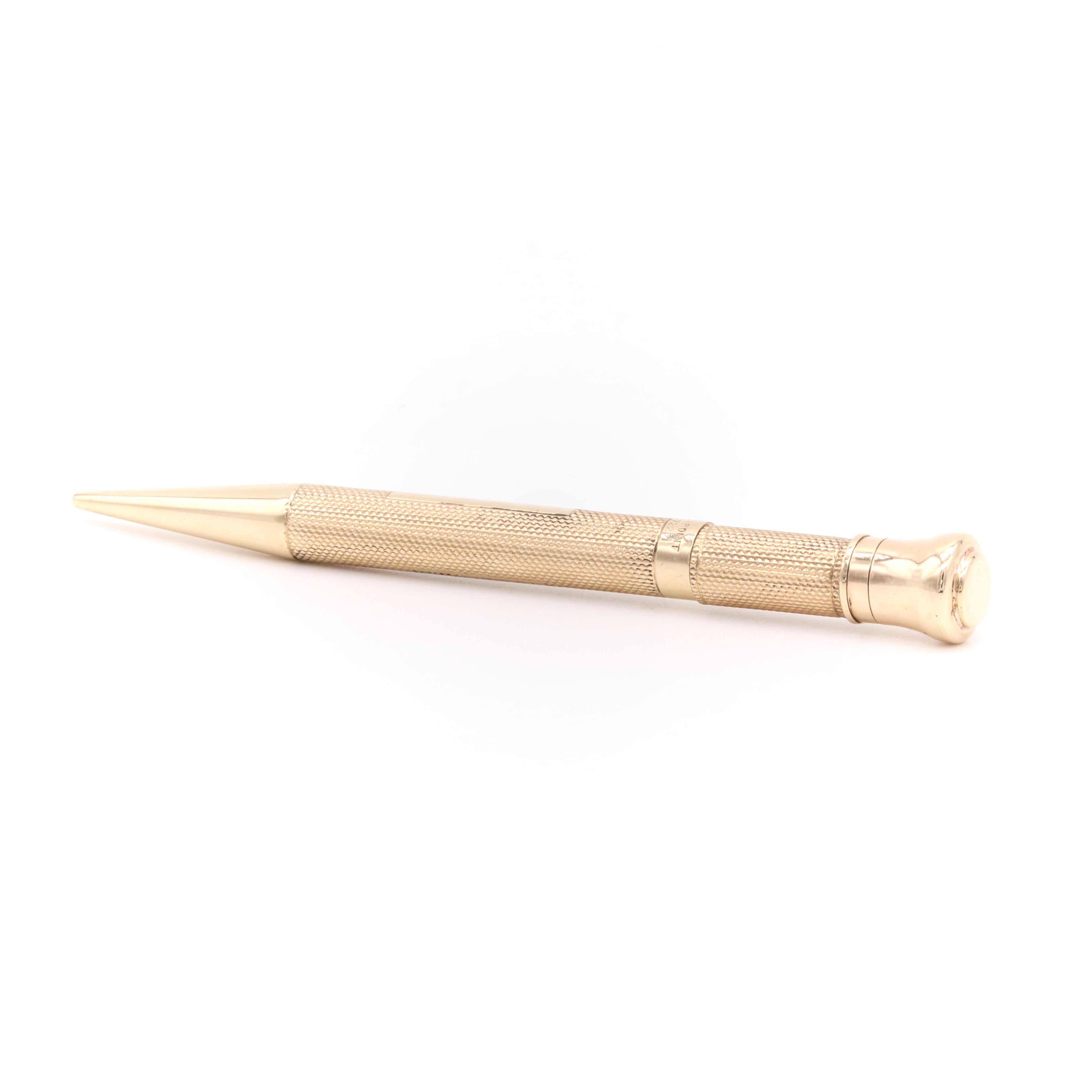 Matita meccanica Art Deco 1930 da 17,4 g in oro giallo 9K Sampsons & Mordan in vendita 3