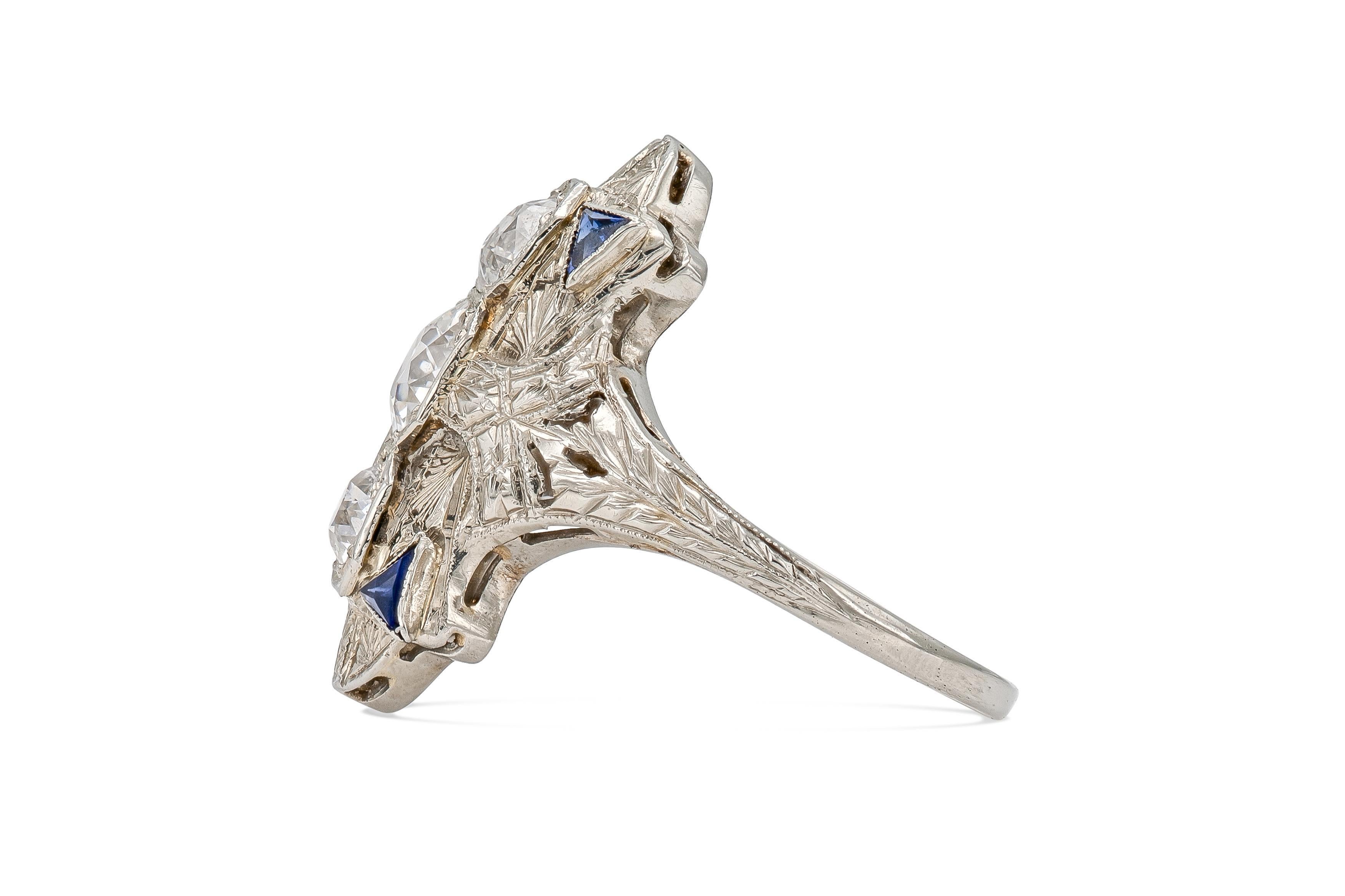 Art Déco Anello da cena con diamante Art Deco 1930 da 1,75 carati in vendita