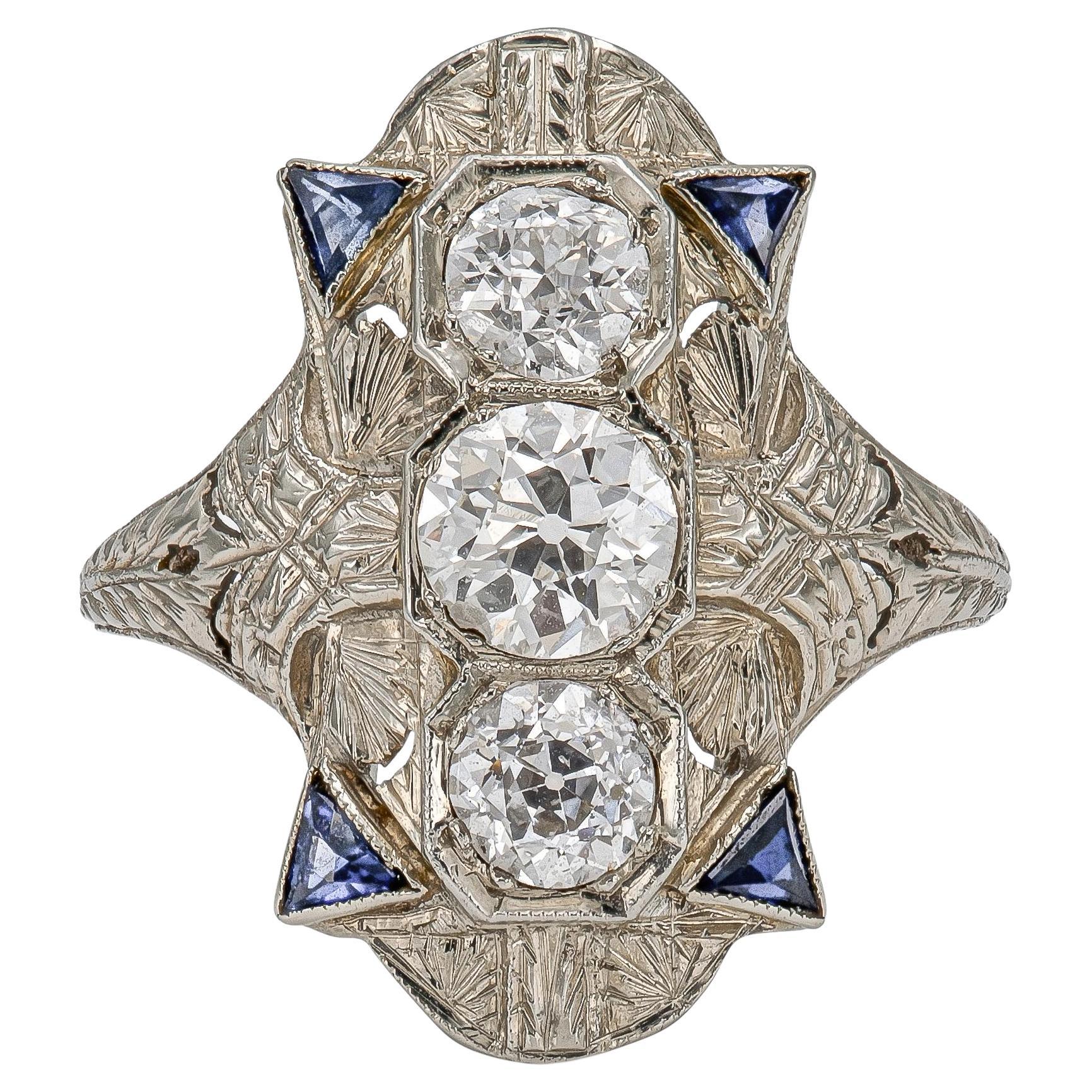 Anello da cena con diamante Art Deco 1930 da 1,75 carati