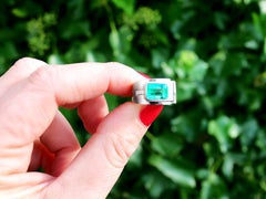 Art Deco 1930s 1.80 Carat Colombian Emerald and Diamond Platinum Cocktail Ring