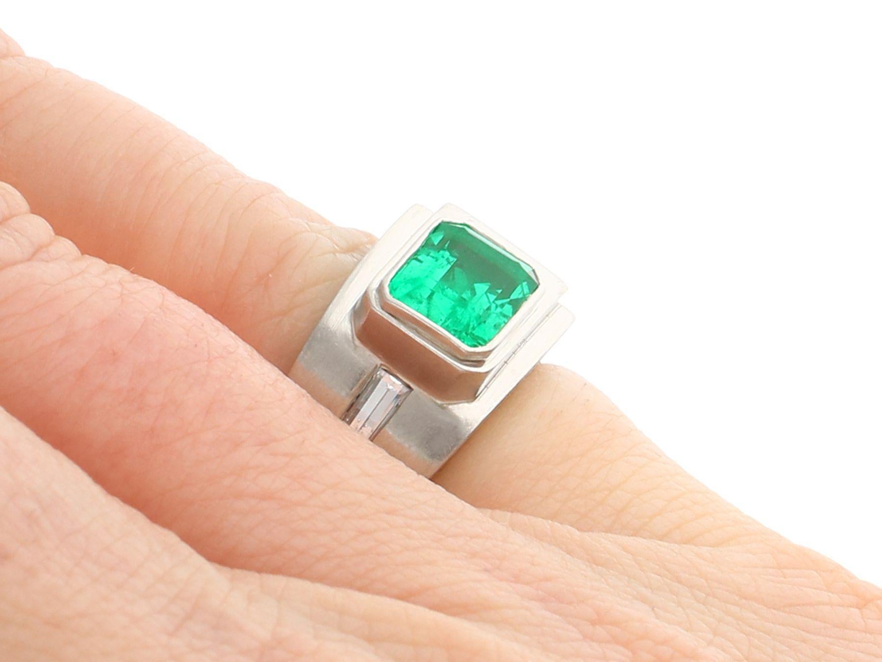 Art Deco 1930s 1.80 Carat Colombian Emerald and Diamond Platinum Cocktail Ring 2