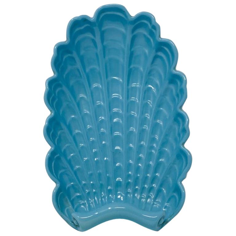 Art Deco 1930s Abingdon Ceramic Shell Tray Pastel Blue