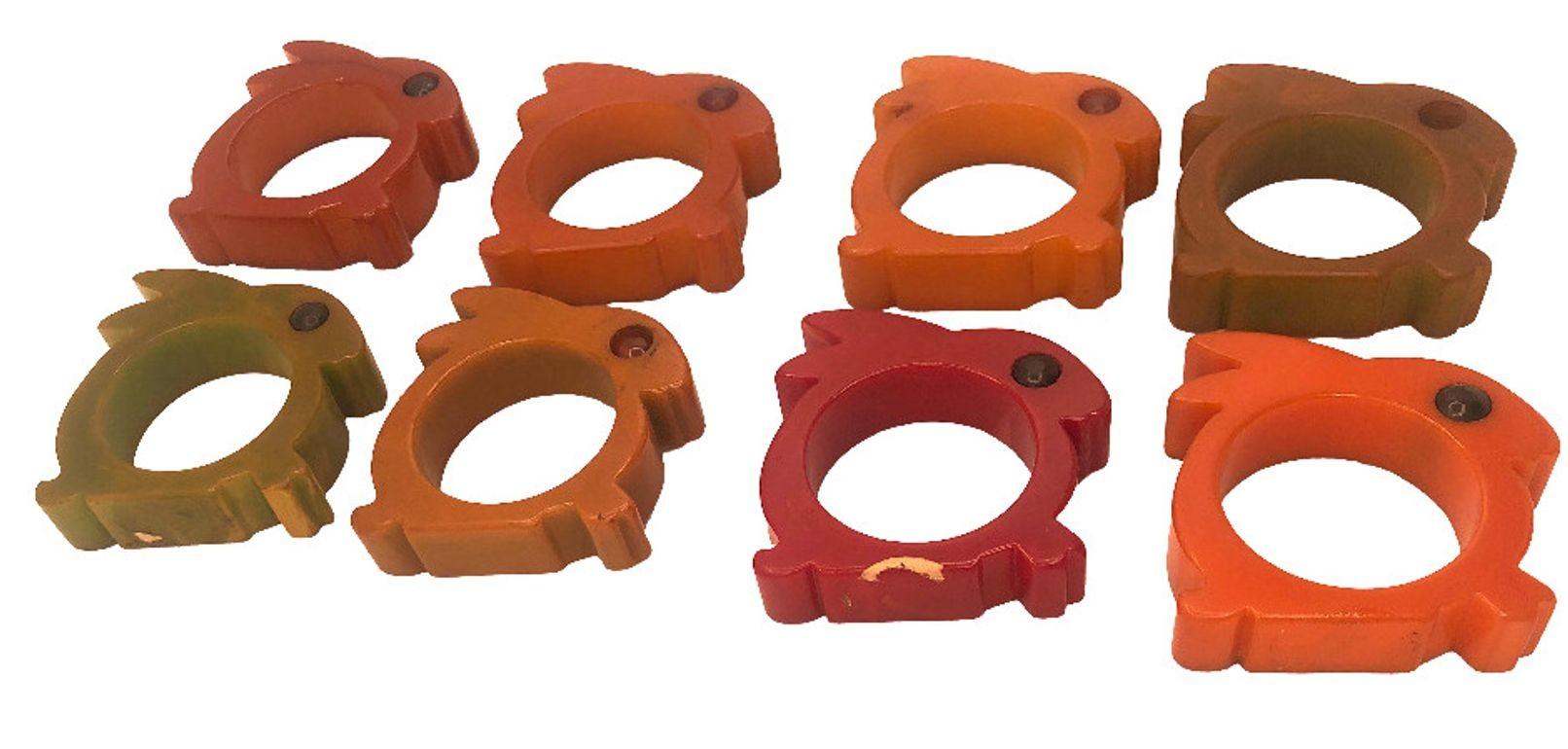 Mid-20th Century Art Deco 1930's Butterscotch Bakelite Rabbit Napkin Holders Set of 8 For Sale