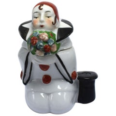 Art Deco 1930s Beautiful Porcelain Pierrot Inkwell