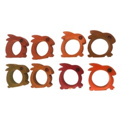 Art Deco 1930's Butterscotch Bakelite Rabbit Napkin Holders Set of 8