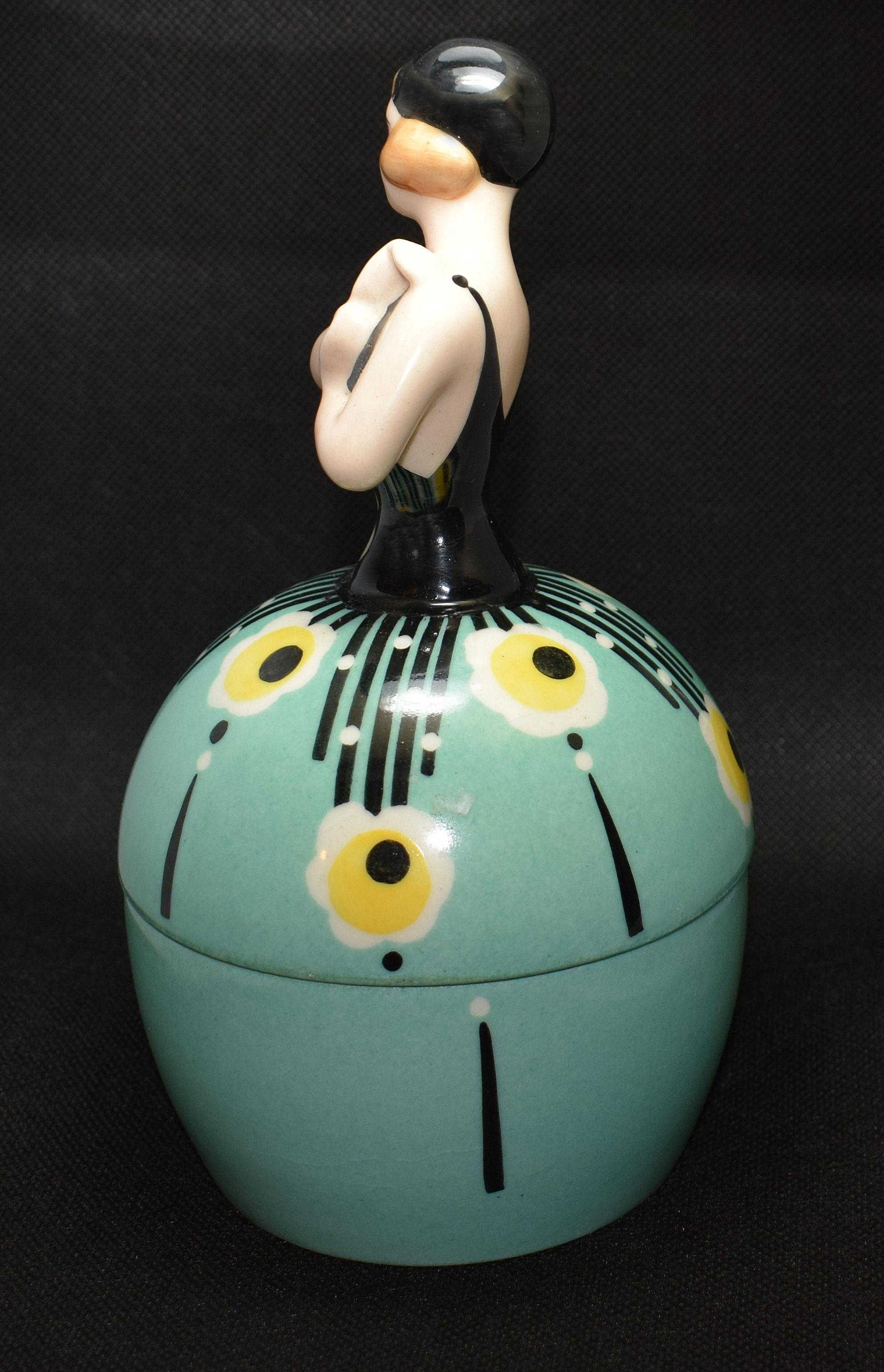 Art Deco 1930s Ceramic Bonbonniere by Henri Delcourt France 5