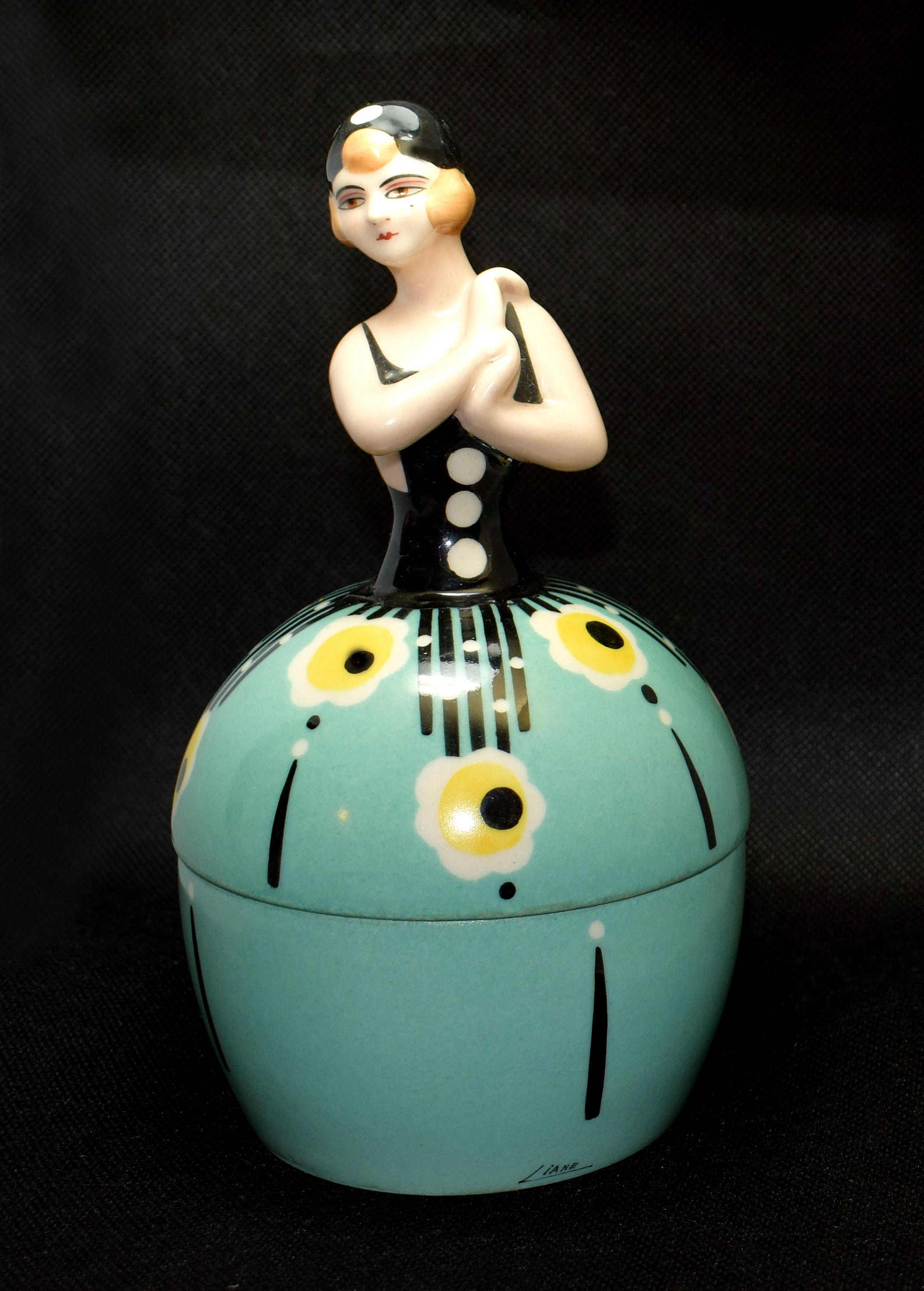 Art Deco 1930s Ceramic Bonbonniere by Henri Delcourt France 6