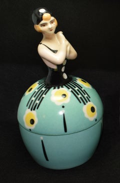 Art Deco 1930s Ceramic Bonbonniere by Henri Delcourt France