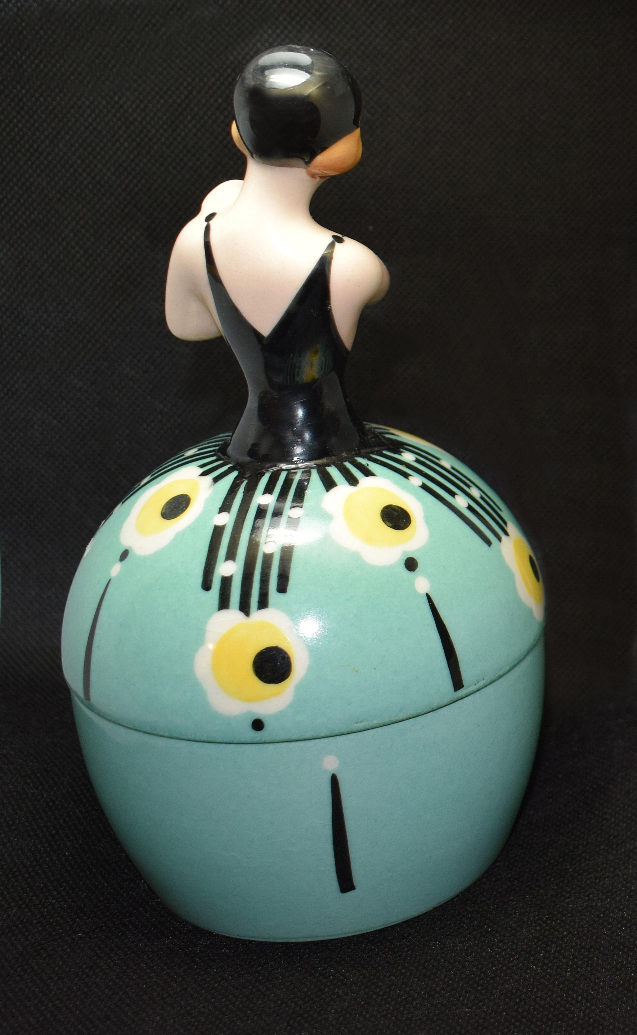 Art Deco 1930s Ceramic Bonbonniere by Henri Delcourt France 3