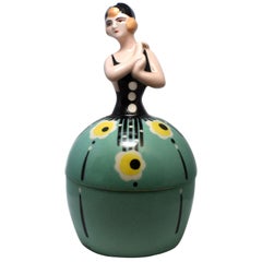 Art Deco 1930s Ceramic Bonbonniere by Henri Delcourt France