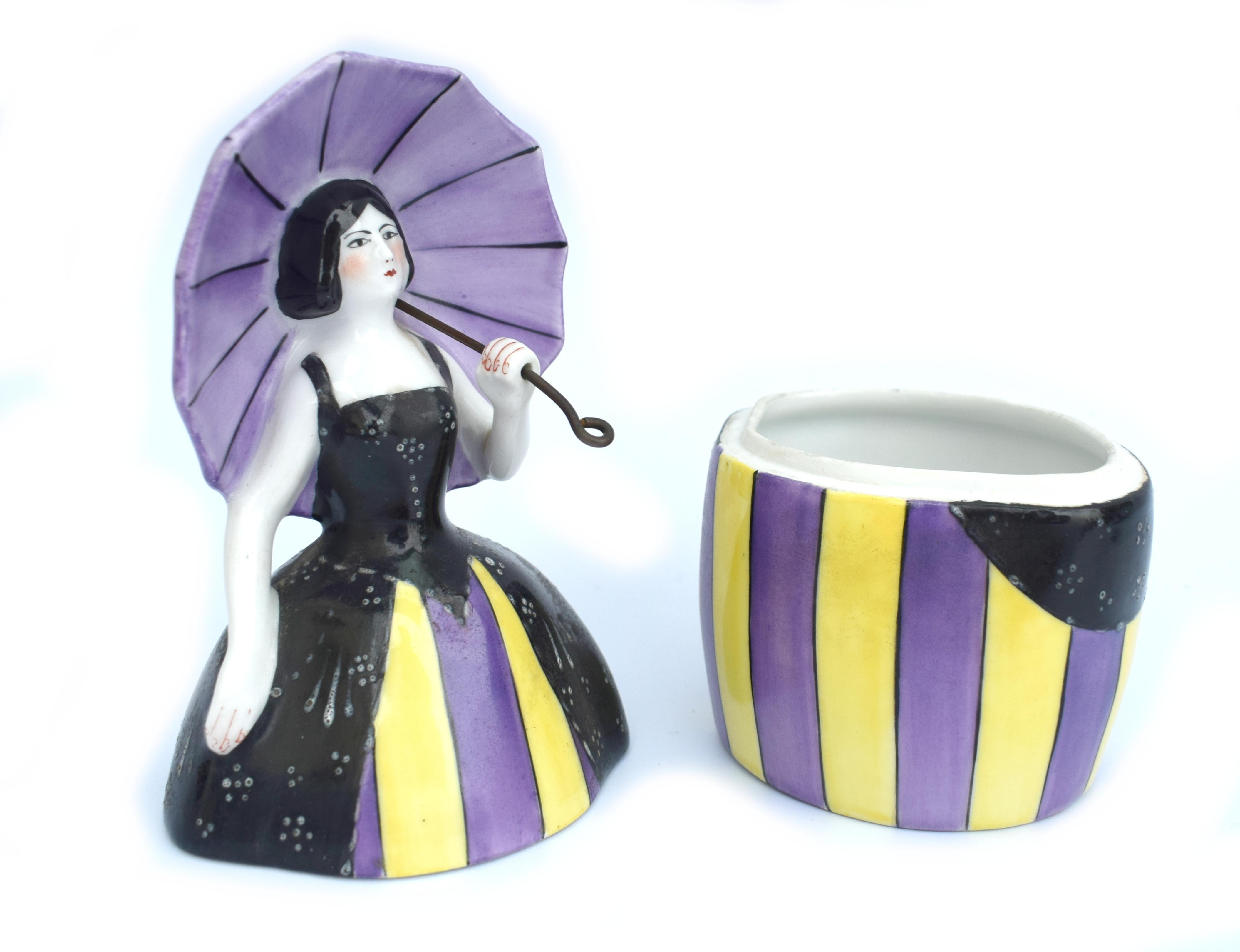 French Art Deco 1930s Ceramic Bonbonniere, by Limoges For Sale