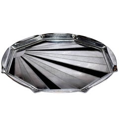 Art Deco 1930s Chrome 'Sunray' Drinks Tray