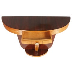 Console Art Déco 1930 Paolo Buffa Attribué Érable sculpté, noyer, cire polie