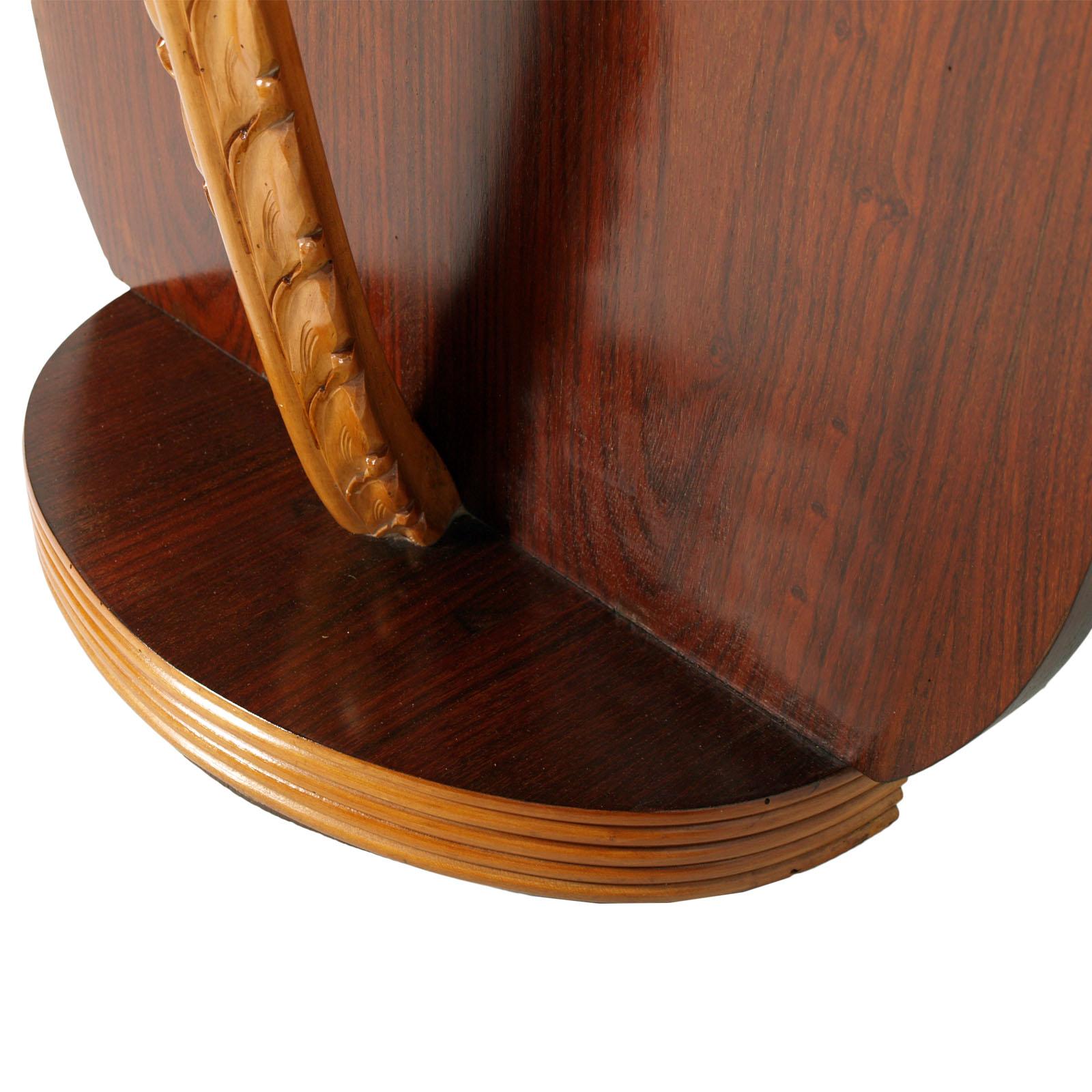 Art Deco 1930s Console Paolo Buffa Attributed Carved Maple, Walnut, Wax Polished In Good Condition In Vigonza, Padua
