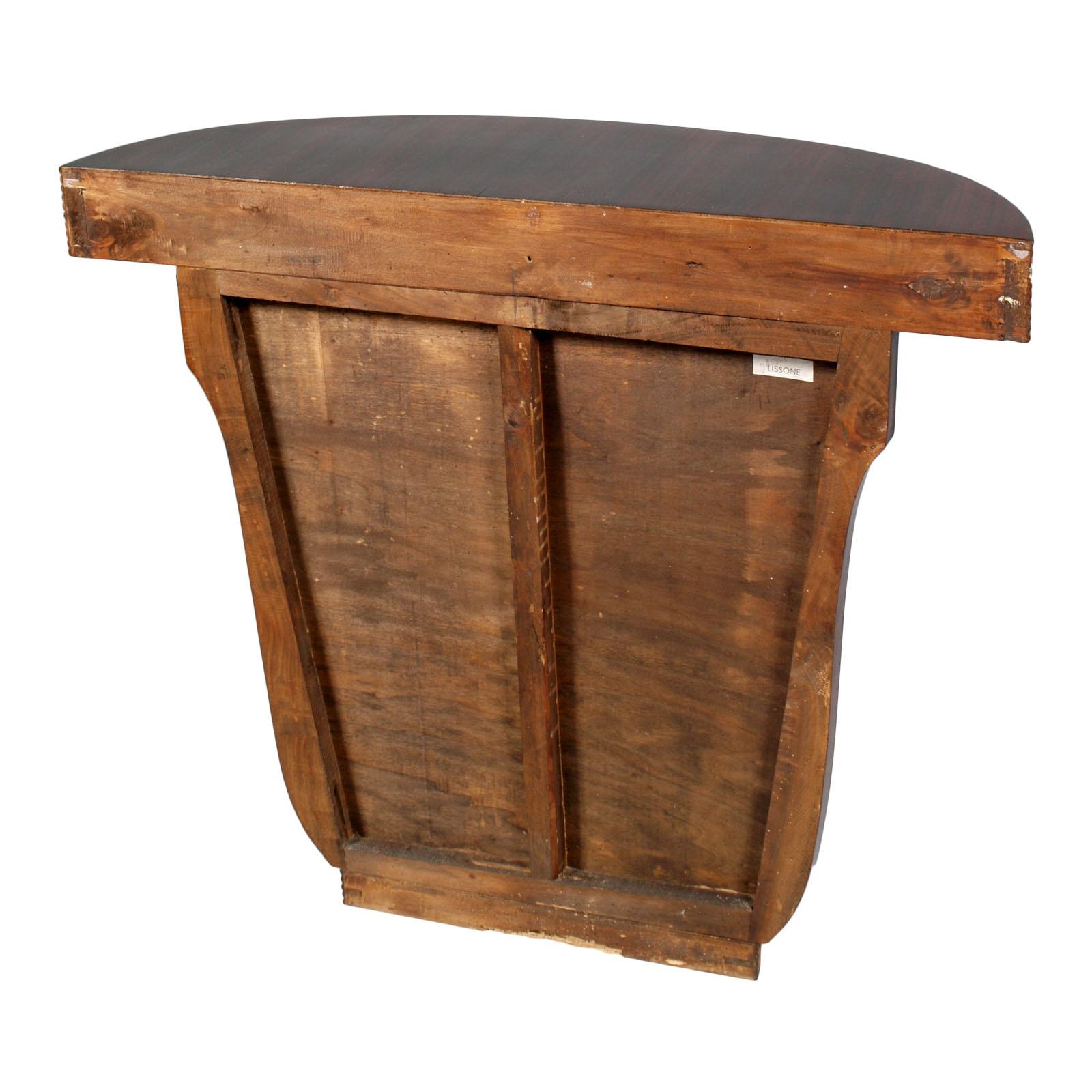 20th Century Art Deco 1930s Console Paolo Buffa Attributed Carved Maple, Walnut, Wax Polished