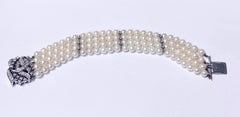 Art Deco 1930’s cultured pearl and diamond bracelet.
