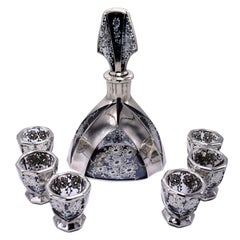 Art Deco 1930s Czech Glass Decanter Set