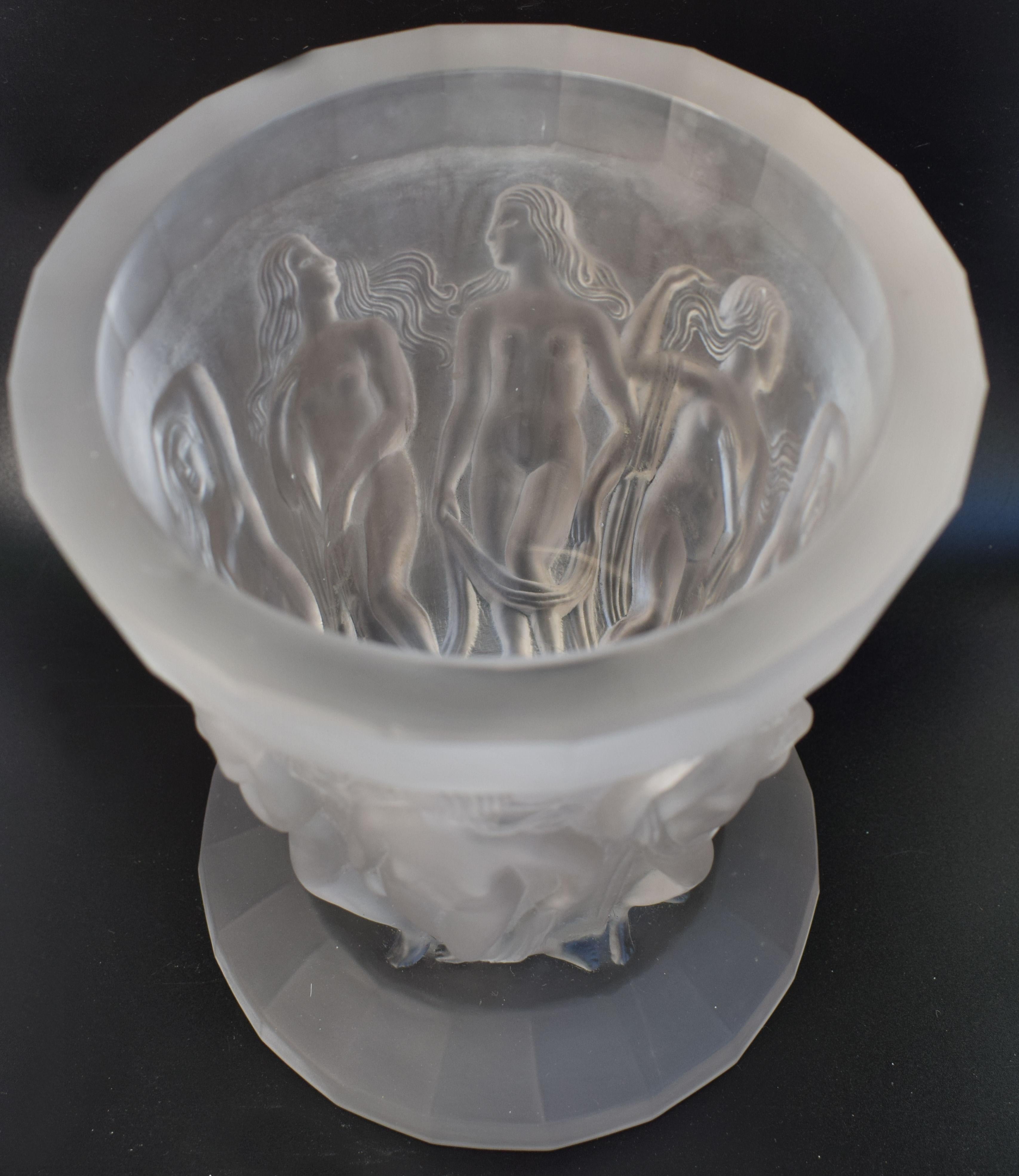 Art Deco 1930s Czech Vase, Dancing Nymphs In Good Condition In Devon, England