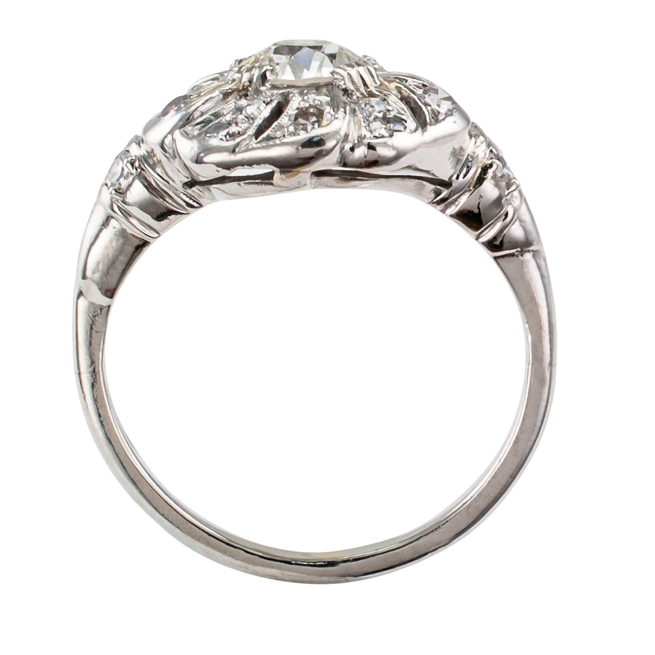Old European Cut Art Deco 1930s Diamond Platinum Engagement Ring