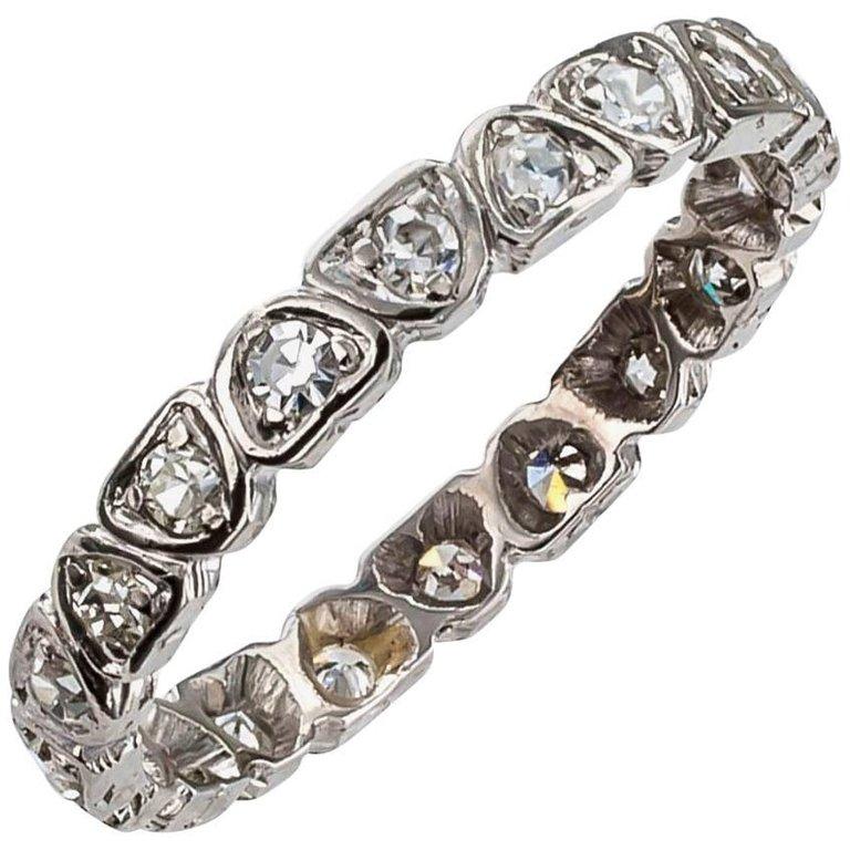 Round Cut Art Deco 1930s Diamond Platinum Eternity Ring