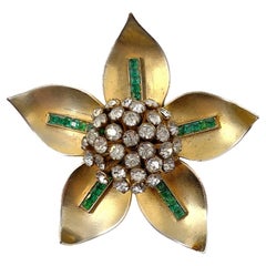 Art Deco 1930s Emerald Paste Vintage Flower Dress Clip