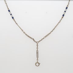 Art Deco 1930s Enamel 18K White Gold Station Enamel Chain