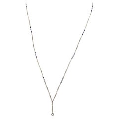 Art Deco 1930s Enamel 18K White Gold Station Enamel Chain
