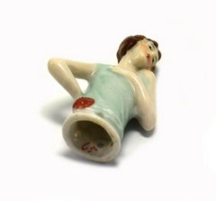 Art Deco 1930s Flapper Girl Half Pin Cushion Doll von Fasold & Stauch