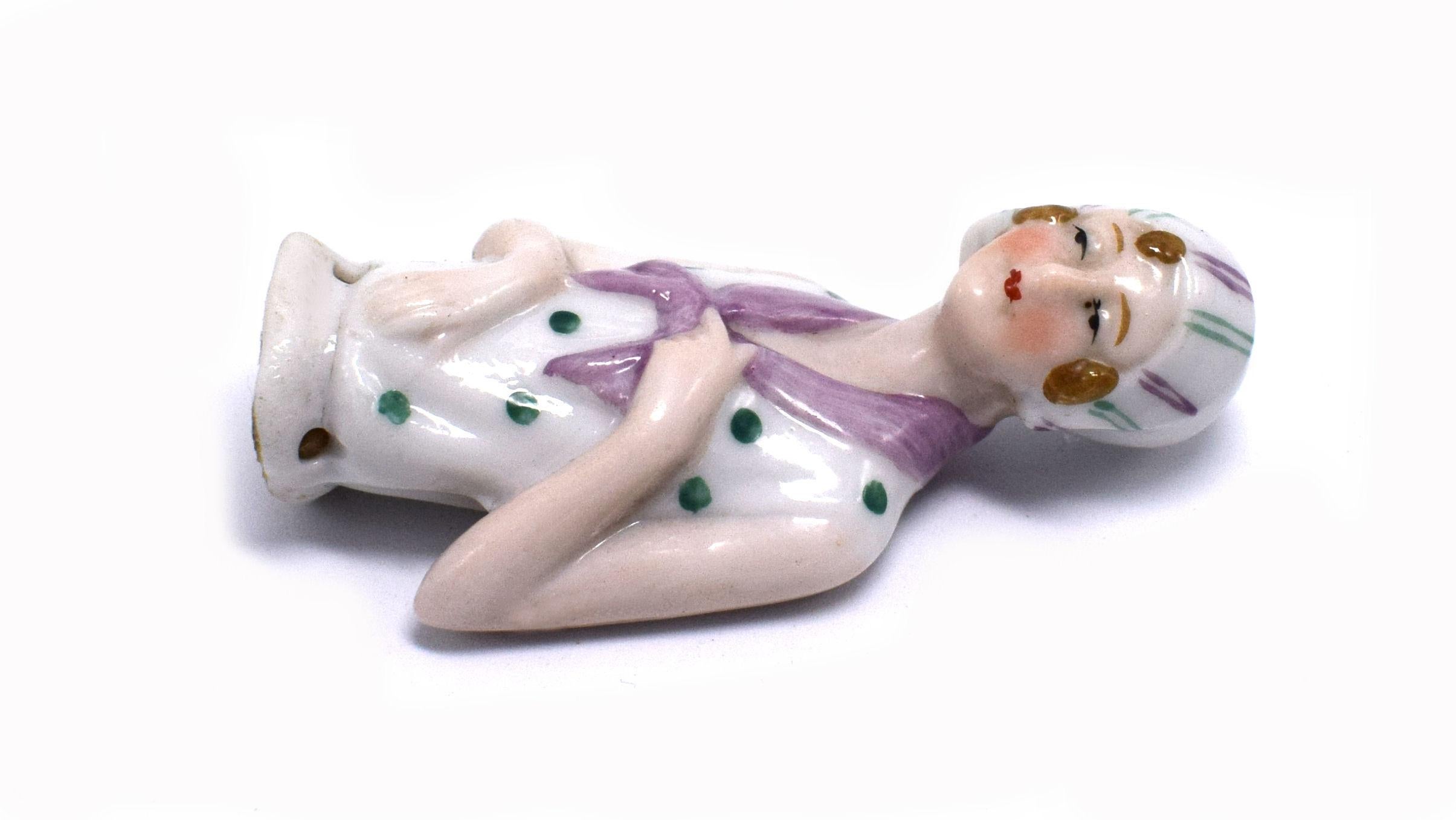 Art Deco 1930s Flapper Girl Half Pin Cushion Doll von Fasold & Stauch (20. Jahrhundert)