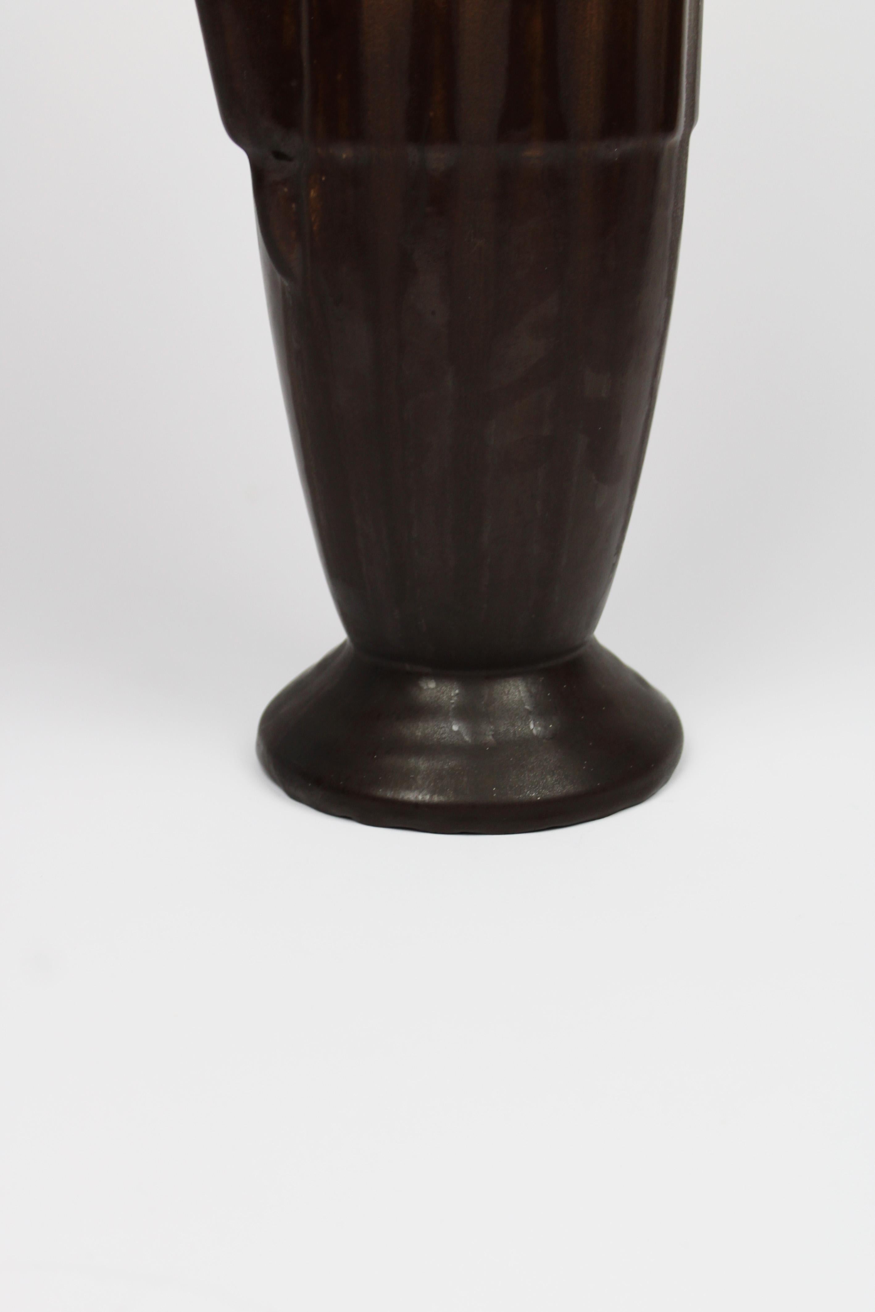Glazed Art Deco 1930s Flower vase polychrome run glaze Fayence de Thulin Belgium For Sale