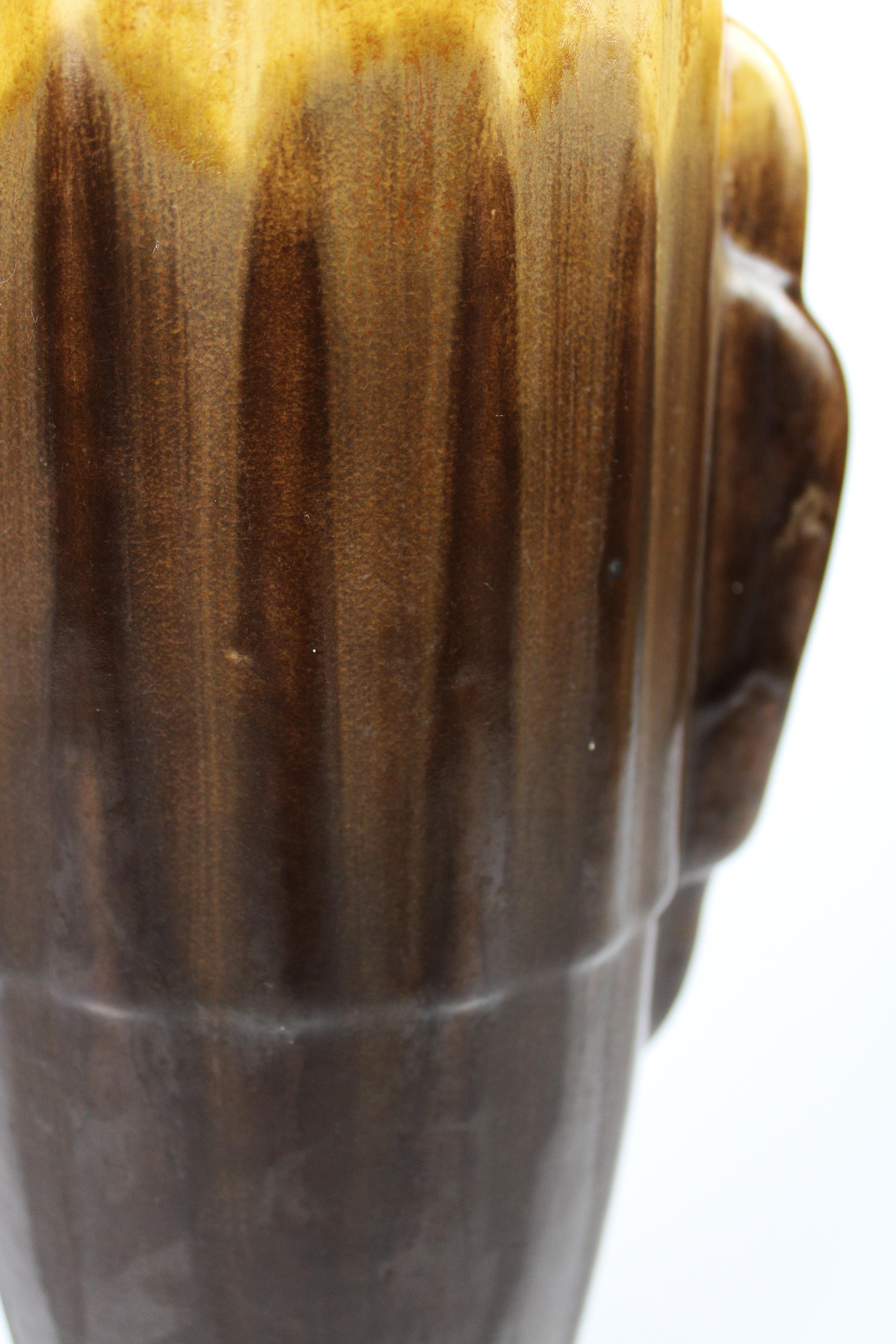 Art Deco 1930s Flower vase polychrome run glaze Fayence de Thulin Belgium For Sale 1