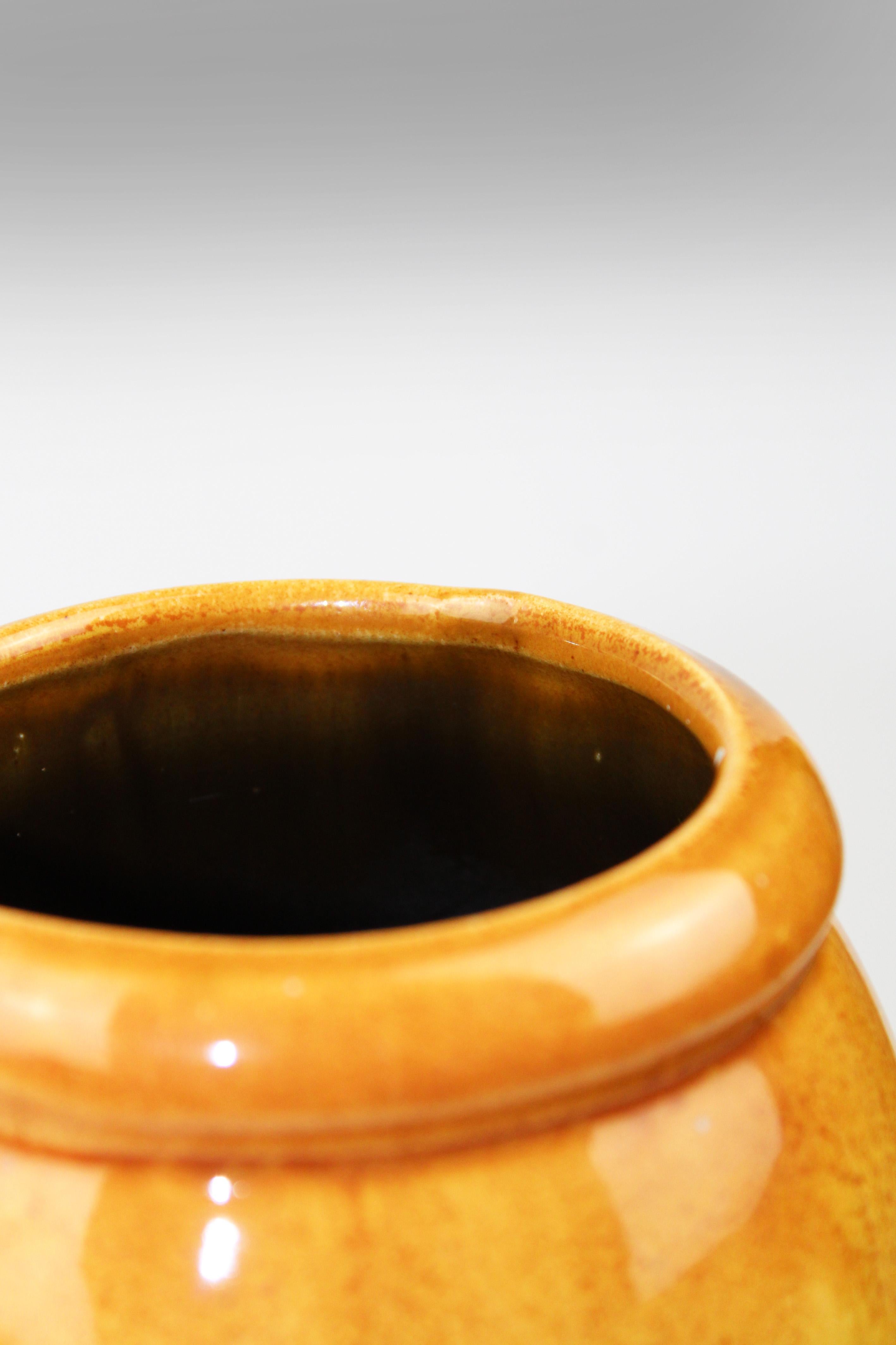Art Deco 1930s Flower vase polychrome run glaze Fayence de Thulin Belgium For Sale 2