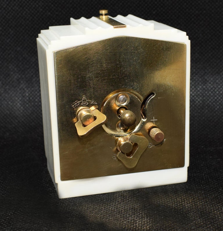 Brass Art Deco 1930s French Bakelite Miniature Alarm Clock For Sale