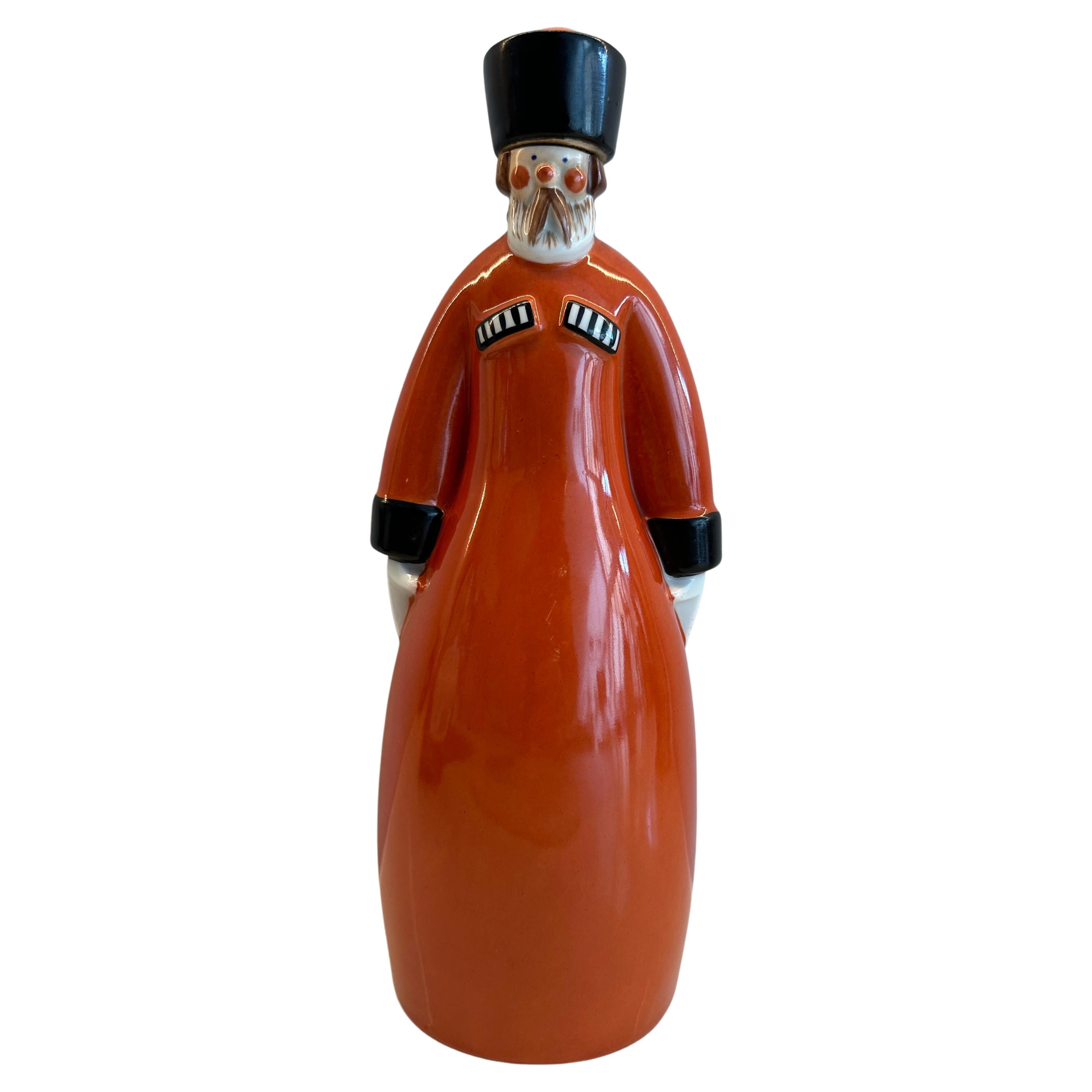 Art Deco 1930s French “Curacao” Figural Russian Soldier Flask by Robj Paris For Sale