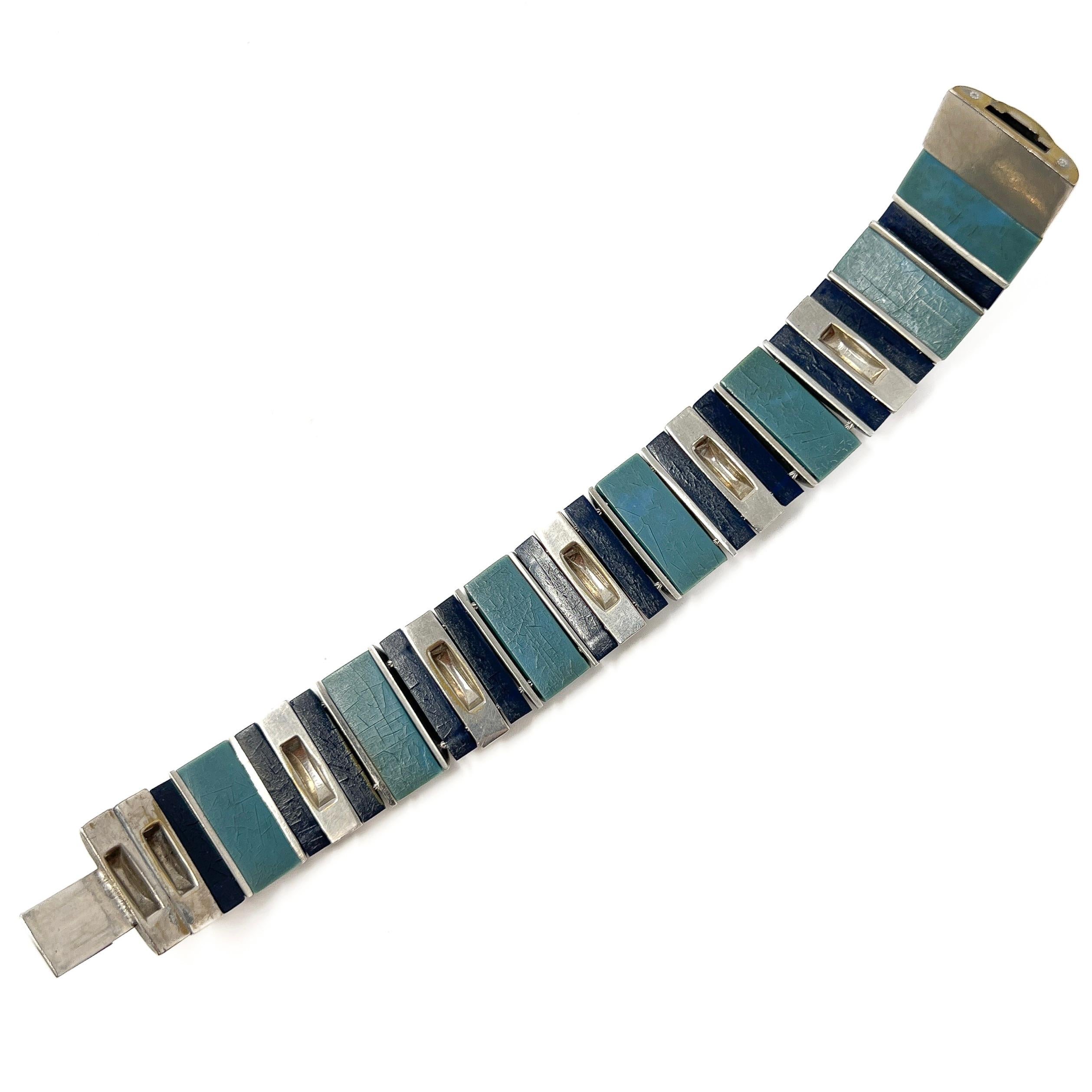 Bracelet manchette vintage Art déco français des années 1930 avec Galalithe et chrome en vente 8