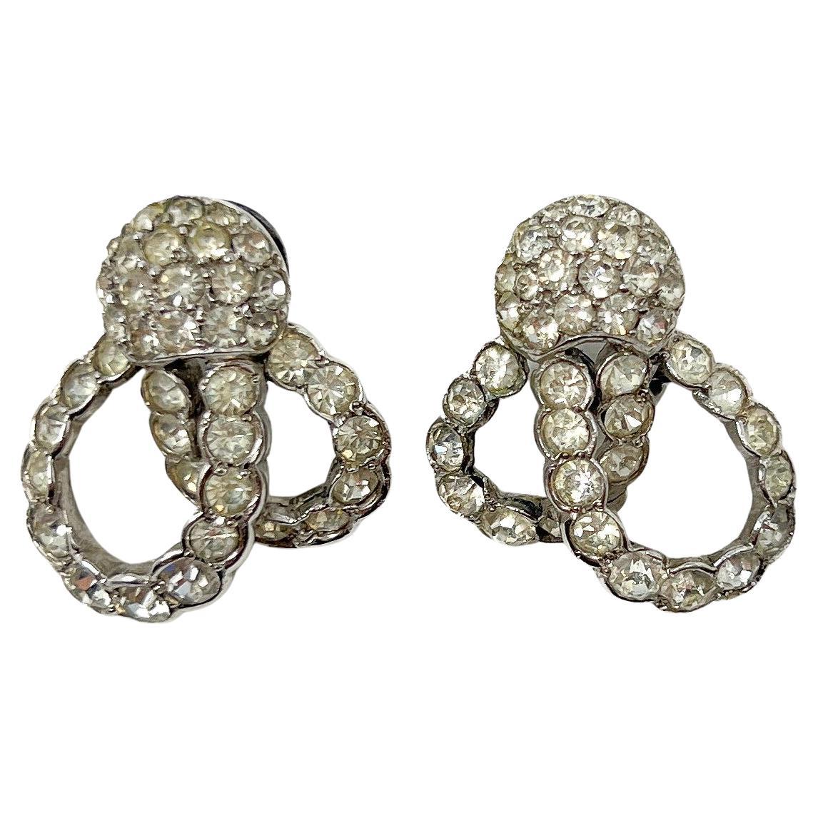 Pendientes Art Decó 1930 Pasta Francesa Doble Lazo Vintage