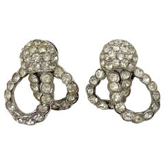 Art Deco 1930s French Paste Double Loop Vintage Earrings