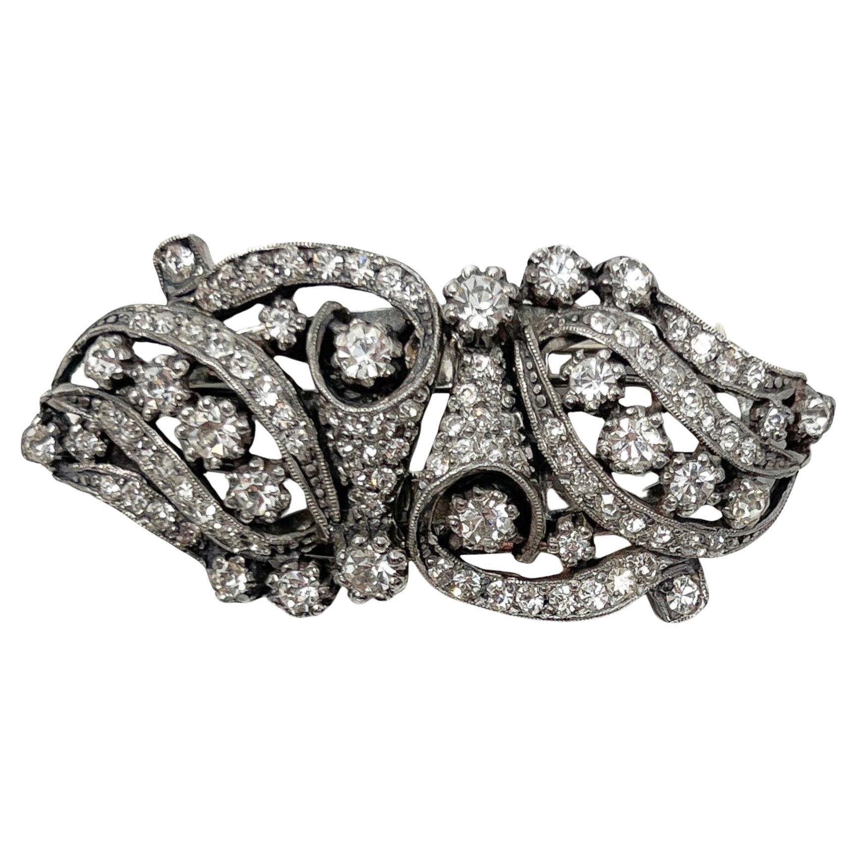 Art Deco 1930s French Paste Vintage Duette Clip Brooch