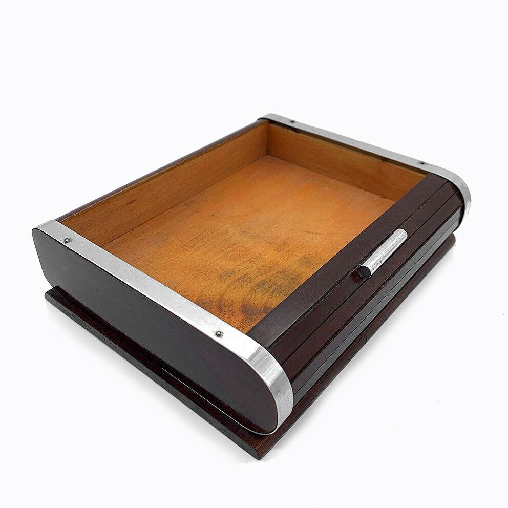 Metal Art Deco 1930s French Streamline Cigar Box