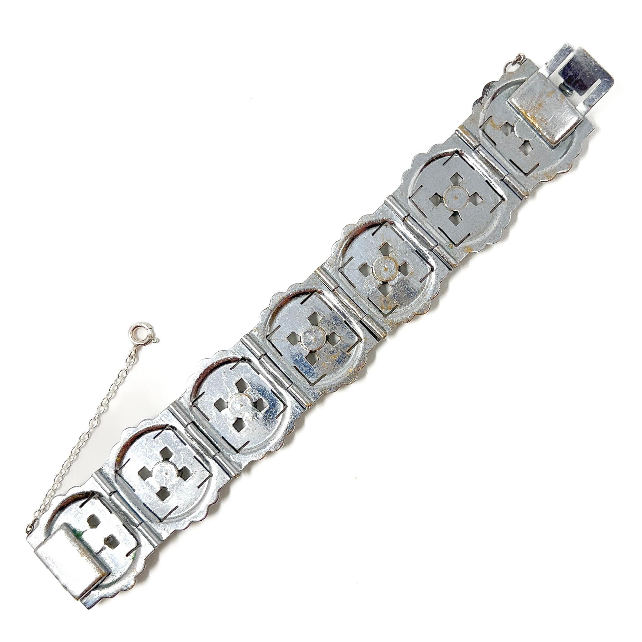 Art Déco Años 30 Diseño geométrico Pulsera de pasta vintage en venta 5
