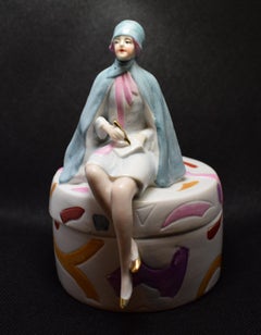 Art Deco 1930s German Flapper Girl Powder Box