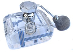 Atomiseur de parfum Art Déco des années 1930 en verre et chrome