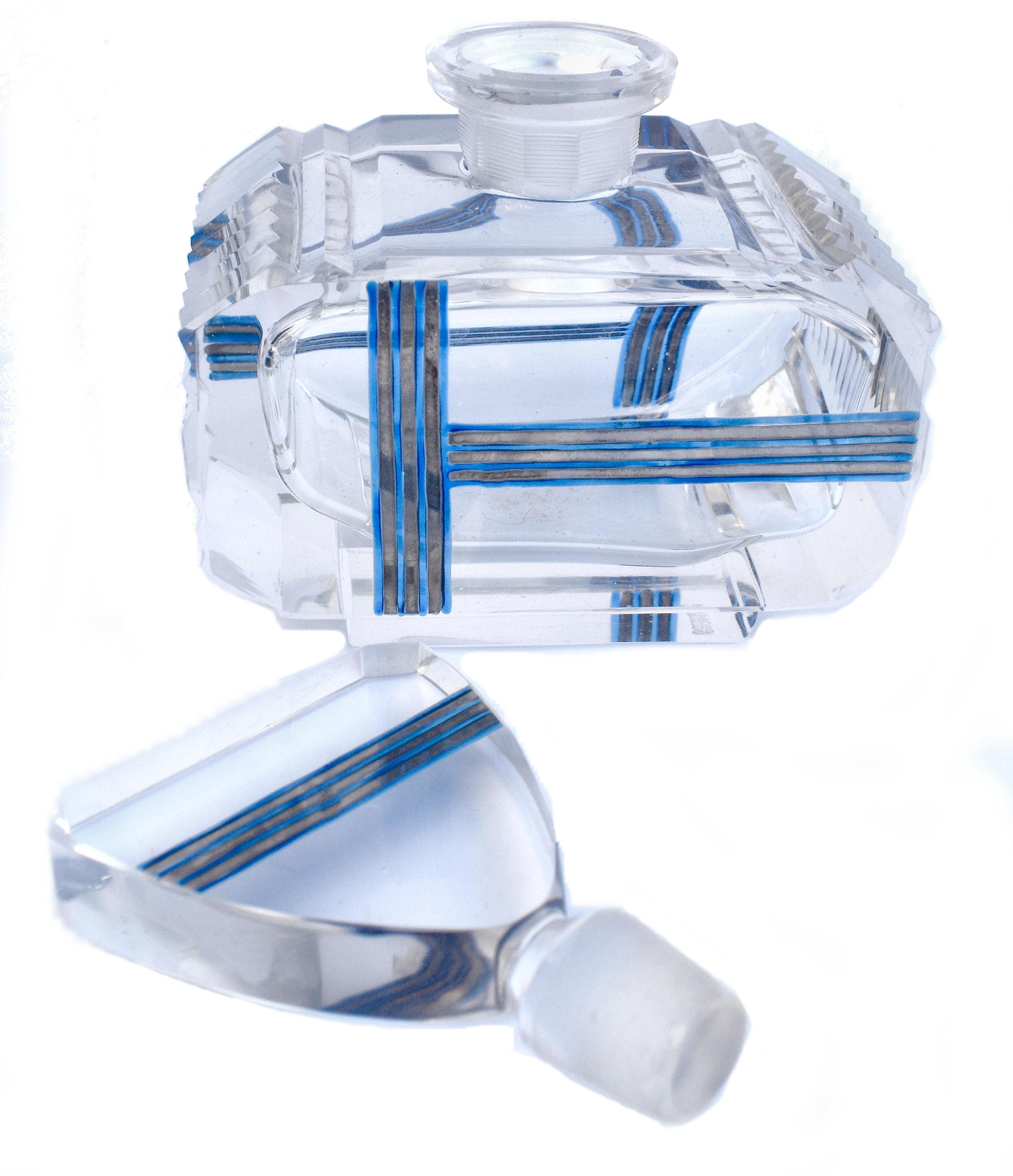 20th Century Art Deco 1930's Glass and Chrome Perfume Atomizer Bottle For Sale