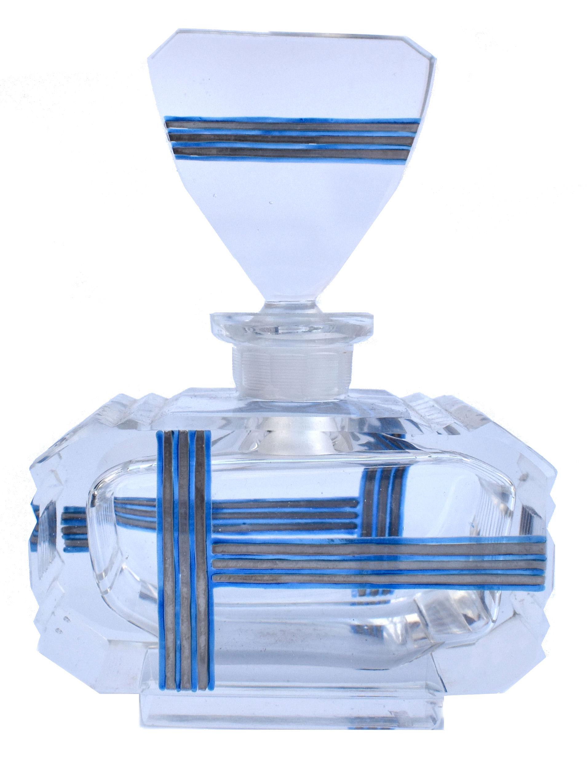 Verre taillé Atomiseur de parfum Art Déco en verre et chrome des années 1930 en vente