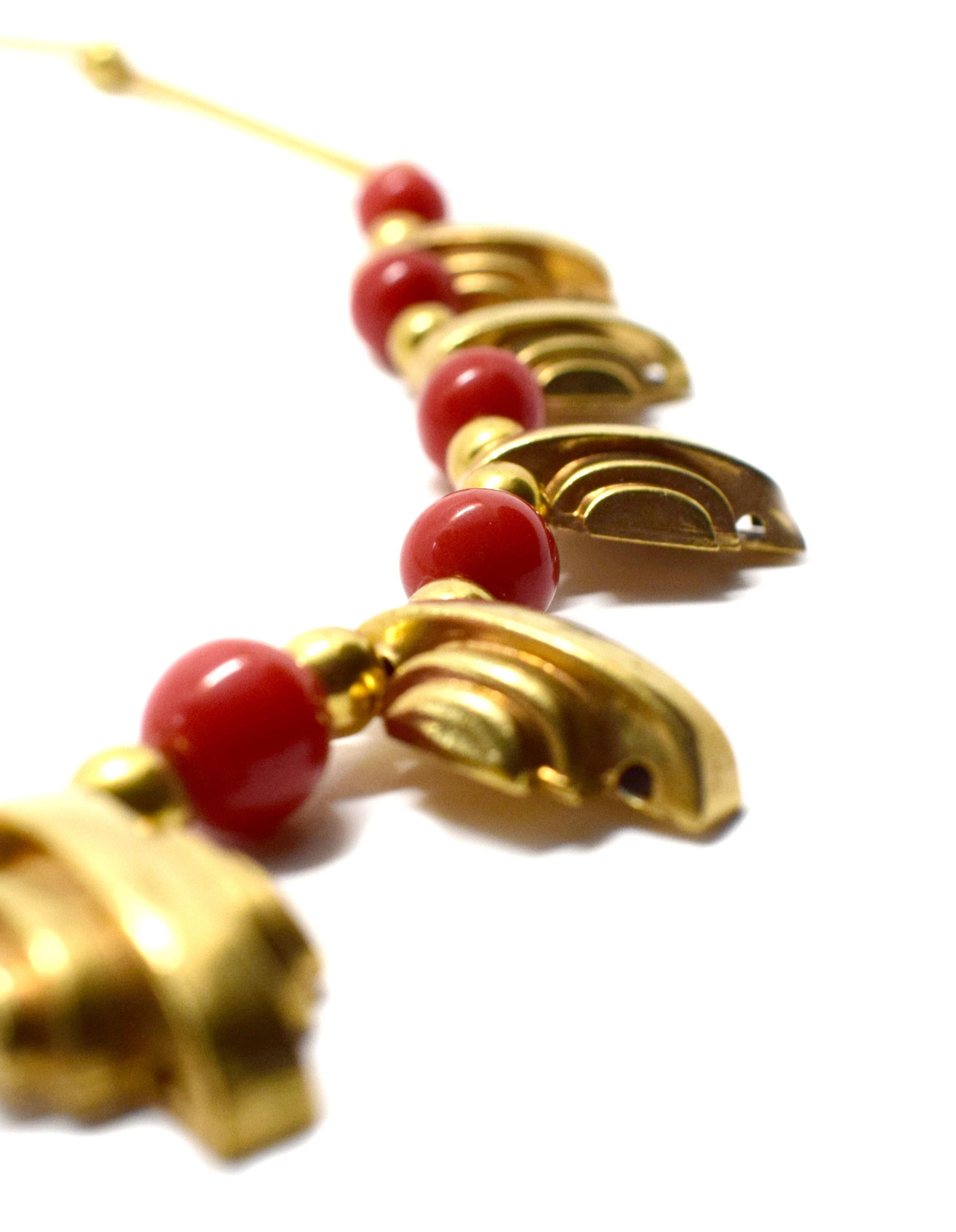 Art Deco 1930s Ladies Gold Tone Streamline Necklace 7