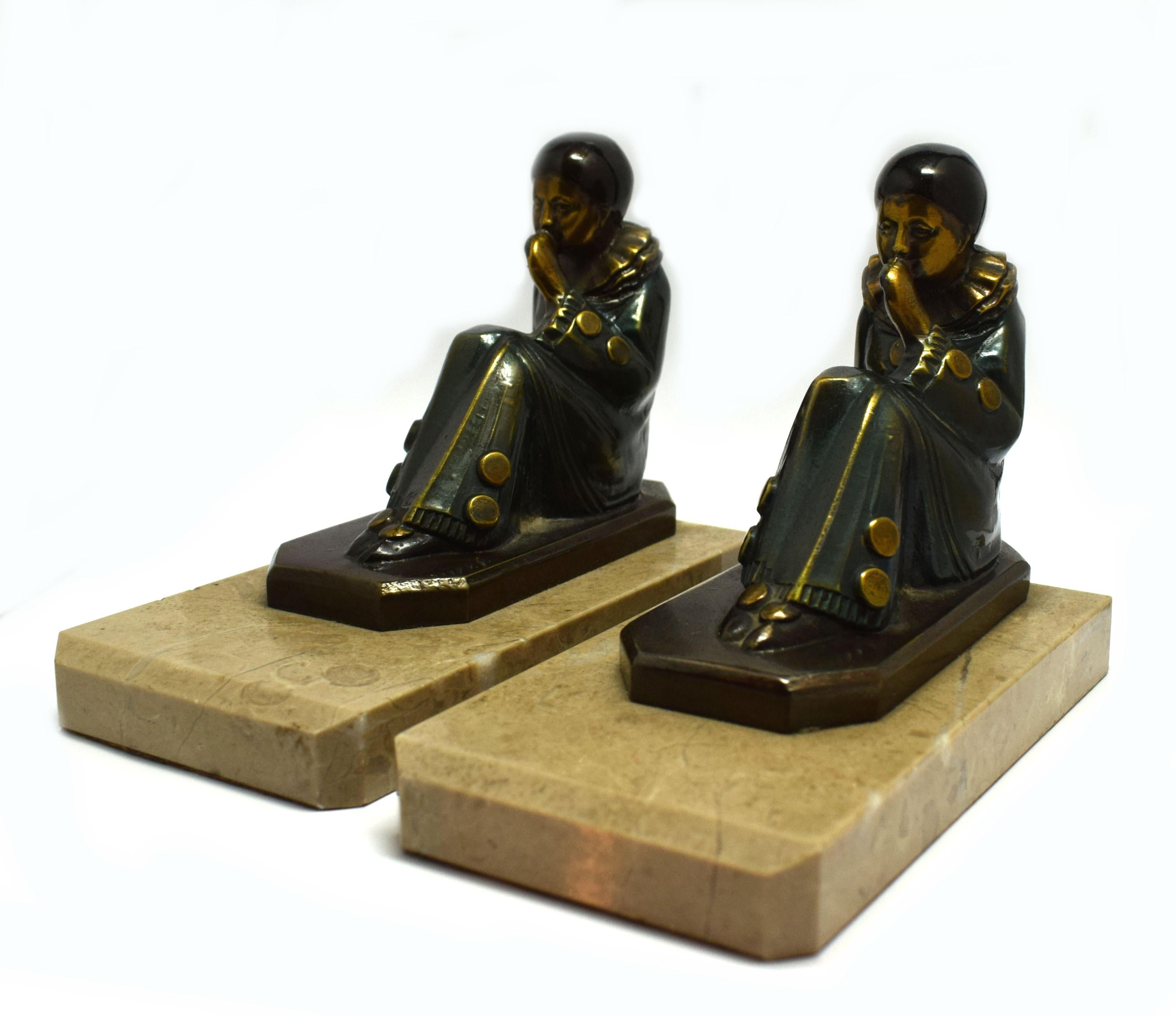 French Art Deco 1930s Matching Pair of Figural Bookends