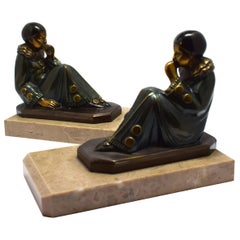 Art Deco 1930s Matching Pair of Figural Bookends