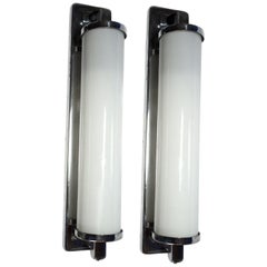 Vintage Art Deco 1930s Matching Pair of Large Strip Light Sconces